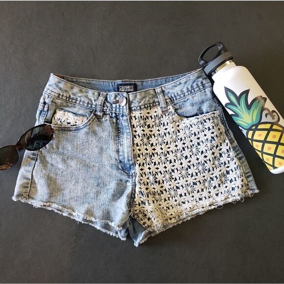 Celebrity Pink Denim & Lace Shorts - Picture 1 of 6